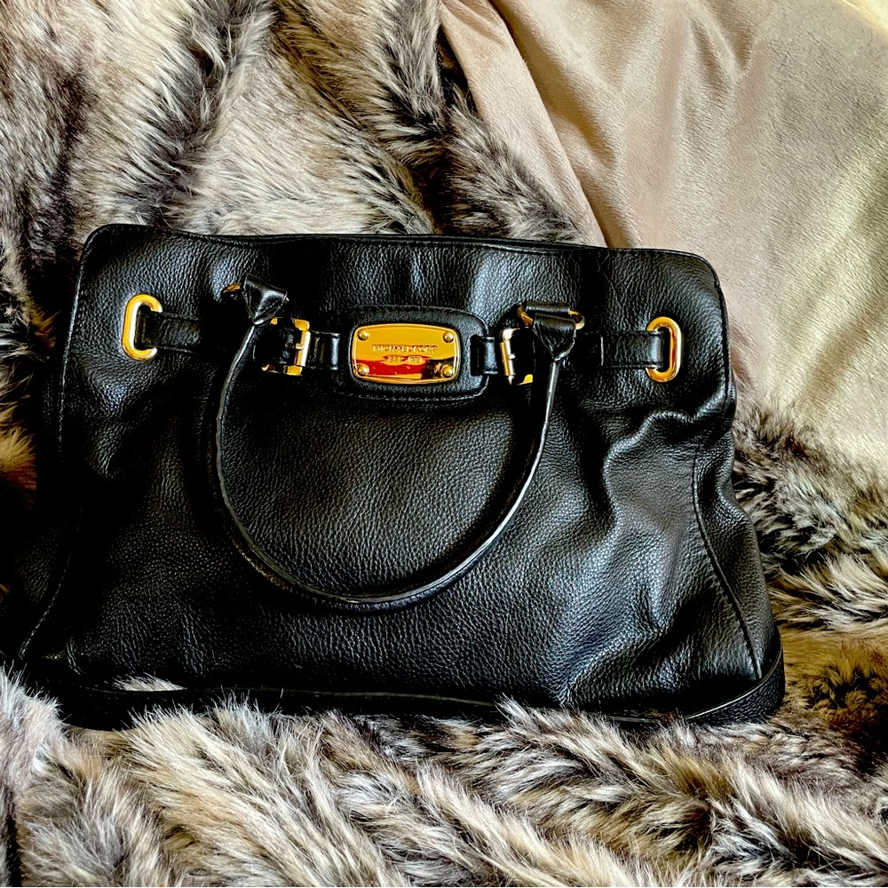 Michael Kors black leather bag with gold chain/leather shoulder strap